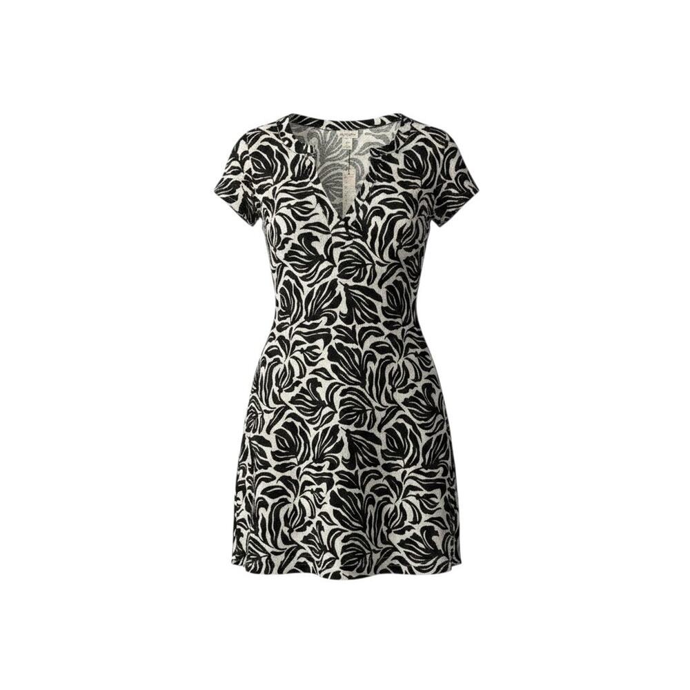 Nicole Miller Women's Short Sleeve Printed V-Neck Dress